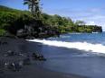 ハワイの黒砂の海岸