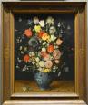次男ヤン画「青い花瓶の中の花束」（1608）／ウィーン美術史美術館蔵
