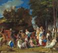 神々の饗宴（ジョバンニ、1514。ティツィアーノが1529に加筆）／ワシントン・ナショナルギャラリー蔵／https://bit.ly/3fU1wPn